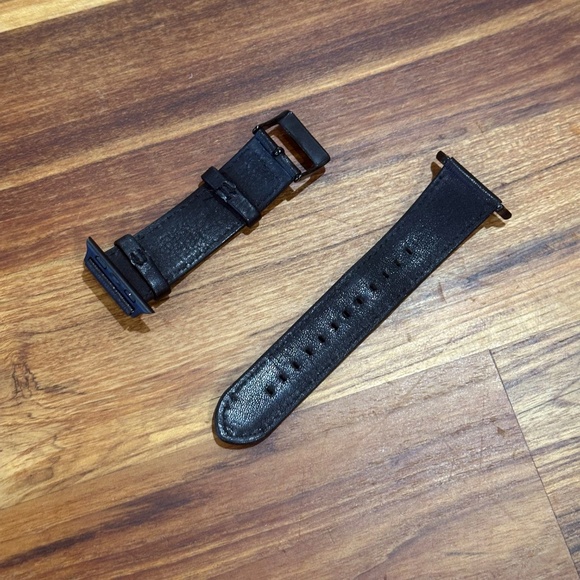 Matte Black Leather Apple Watch Band - 38mm - Picture 2 of 2